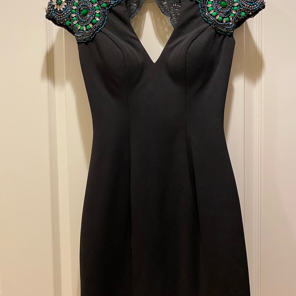 Sherri Hill Black Sequin Embellished Mini Dress